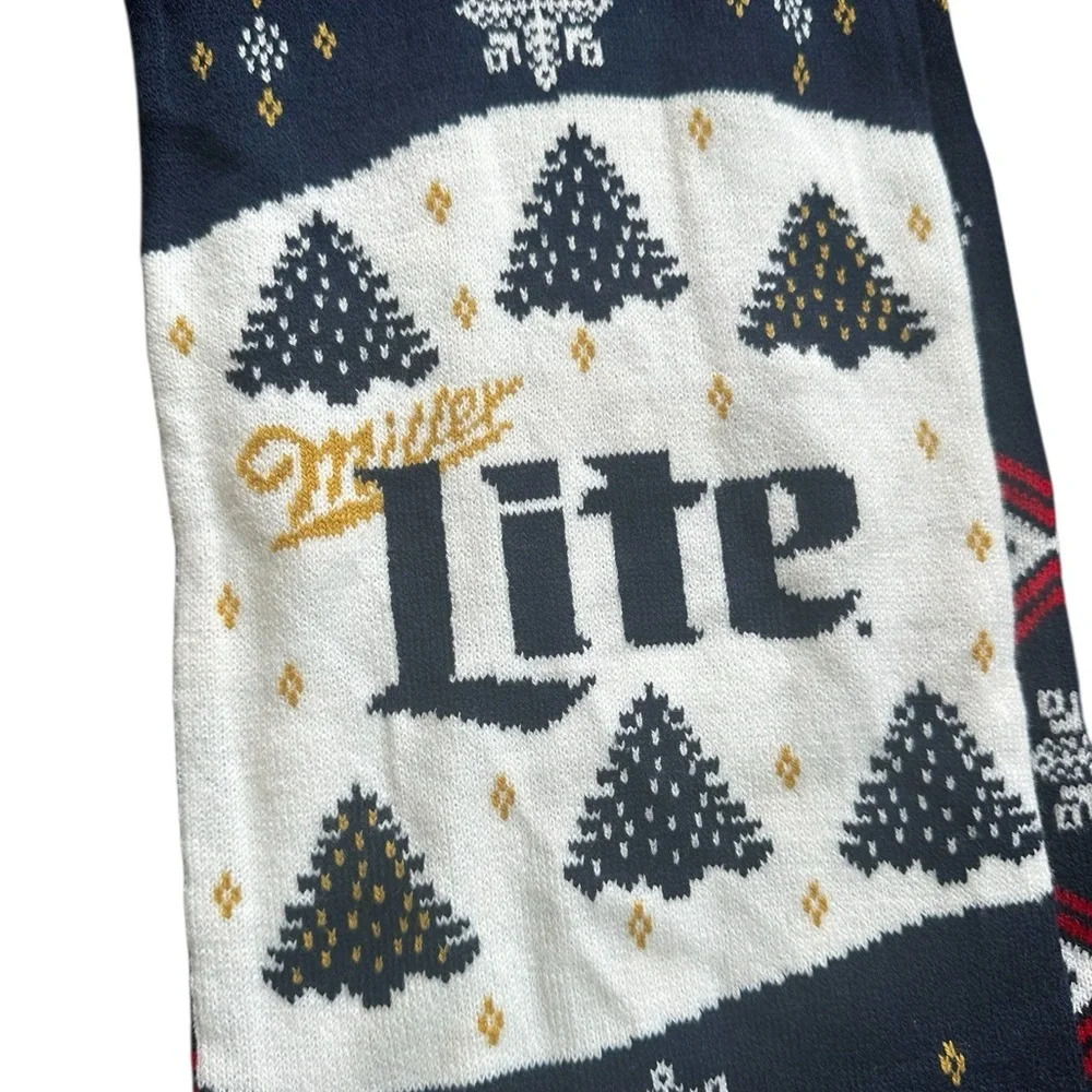 Miller Lite Beer Ugly Christmas Scarf Collectible Reindeer Snowflake